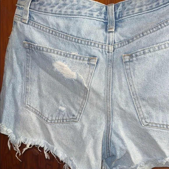 Abercrombie & Fitch Blue Jean Shorts Distressed High-Waisted - Picture 9 of 10